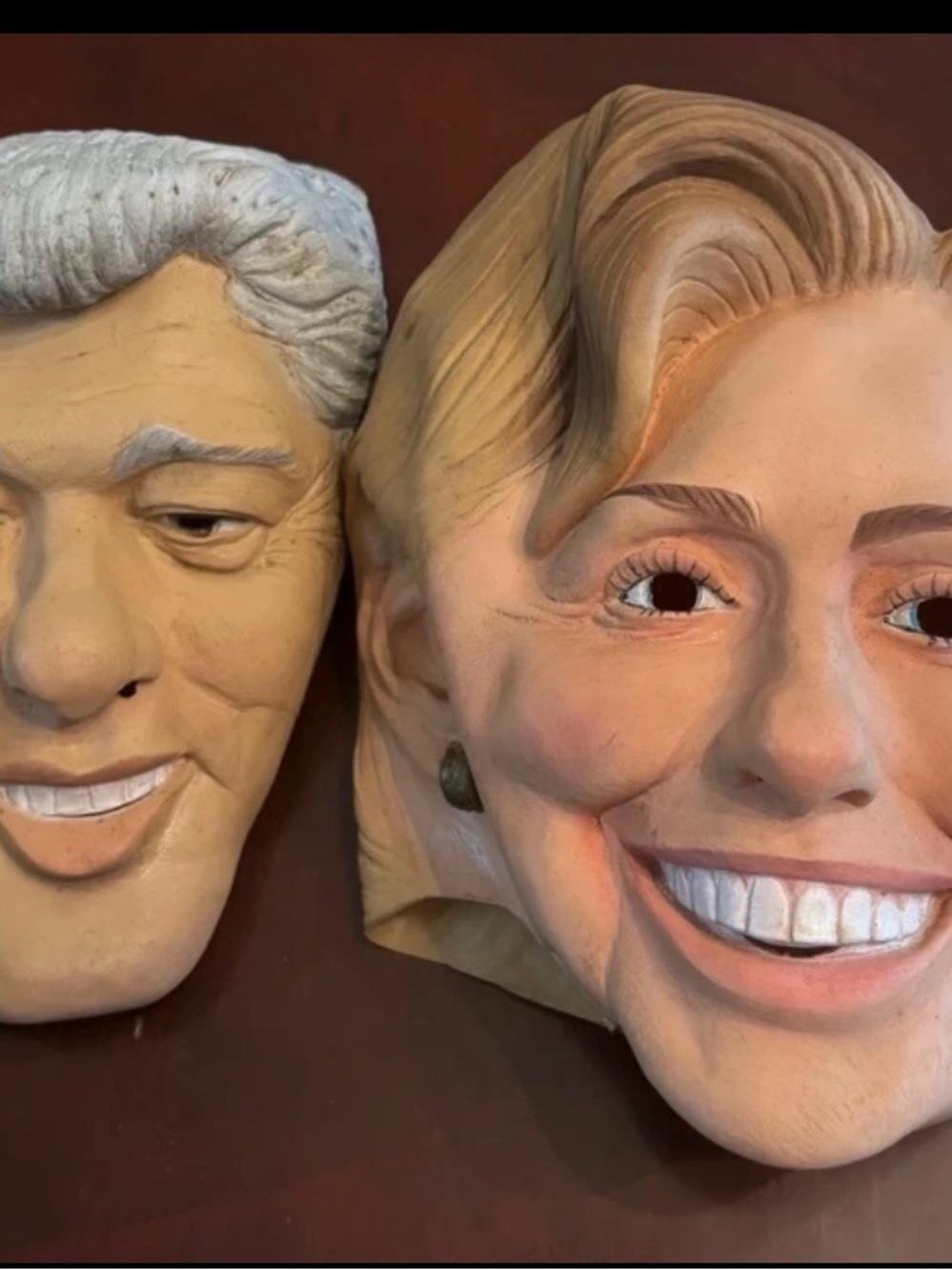 Vintage Pair of Bill & Hillary Clinton Costume or Party Masks-Cesar 1992